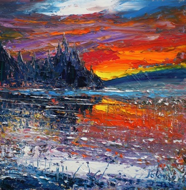 A winter sunset Barnluasgan Knapdale 16x16